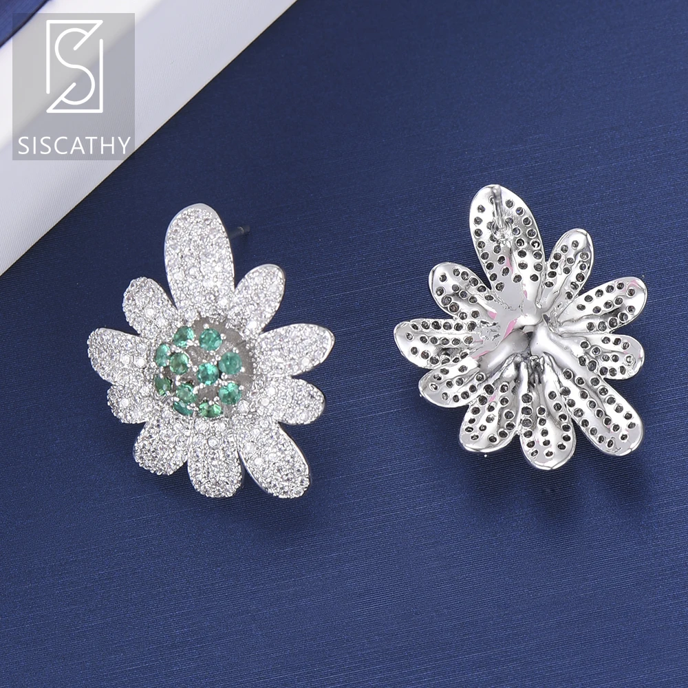 Женские серьги гвоздики sisathy корейские с кубическим циркониевая инкрустация AAA