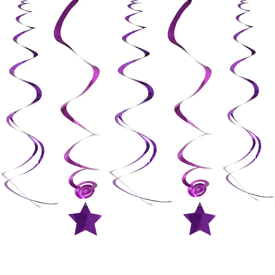 Purple 12 шт./лот, подвесное вихревое украшение в виде звезды на потолок, металлическая подвесная подвеска «сделай сам» для свадьбы, вечеринки в честь рождения ребенка - Цвет: Purple