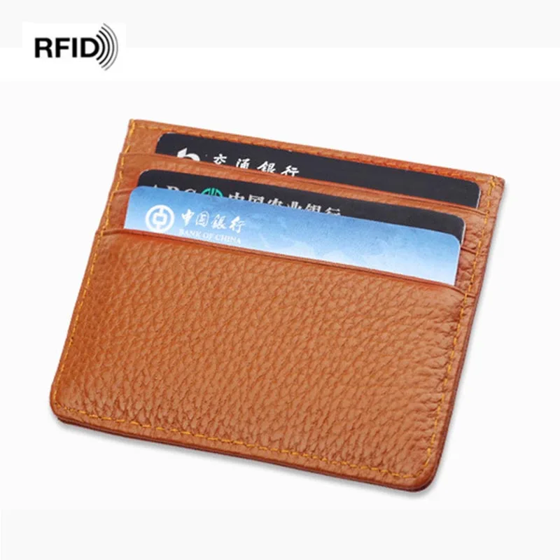 Rfid Блокировка кожа тонкий мужской держатель для кредитных карт органайзер