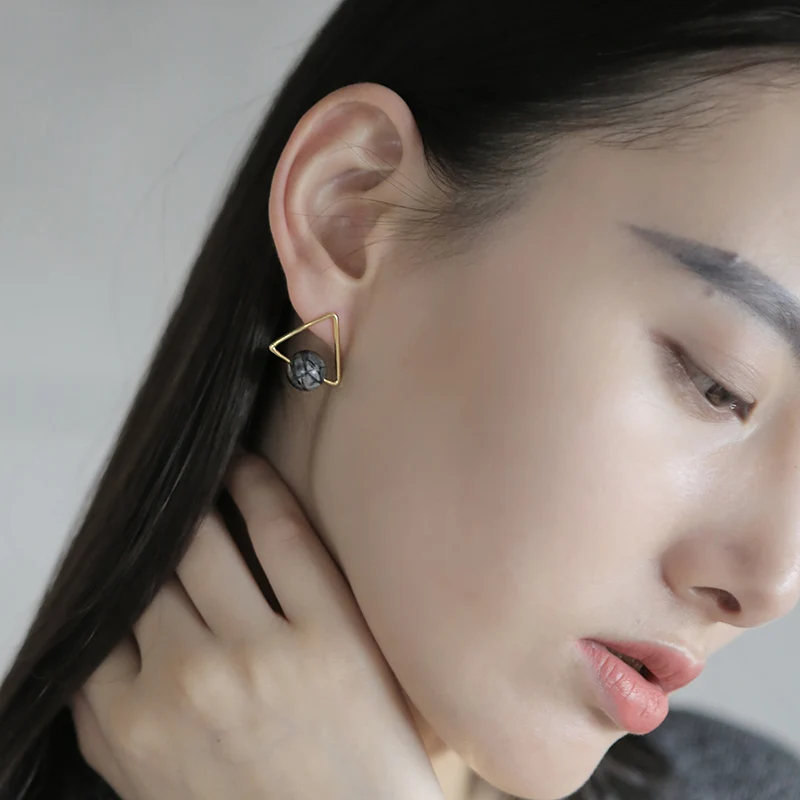 Горячие Красивые женские серьги камень Пикассо серьги-капли golder треугольной формы серьги для девочек модные Клипса-гвоздики