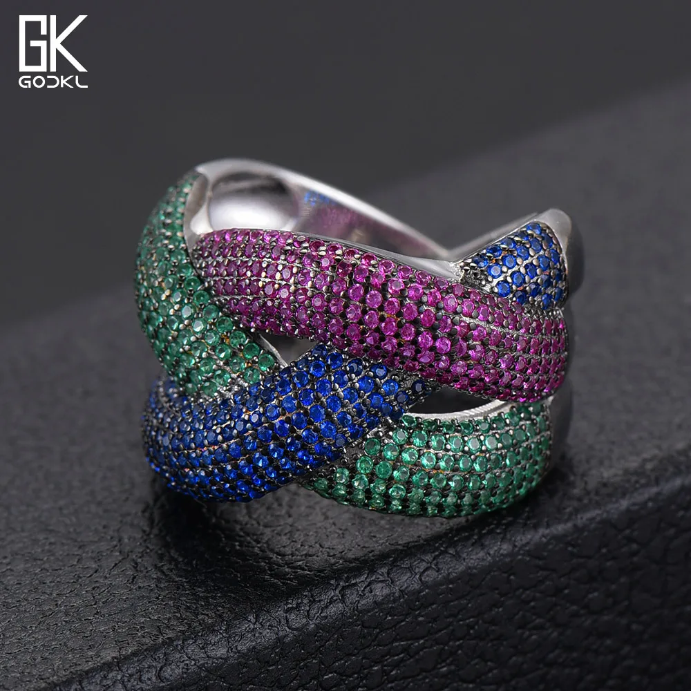 GODKI Роскошные крест S925 стерлингового серебра стекируемые Ringsfor для женщин