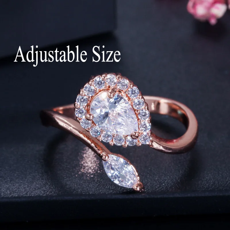 Adjustable Size CWWZircons Stack Skinny Micro Pave CZ Модные женские обручальные свадебные вечерние кольца с кубическим цирконием наборы ювелирных изделий подарок R127 - Цвет основного камня: Adjustable Size