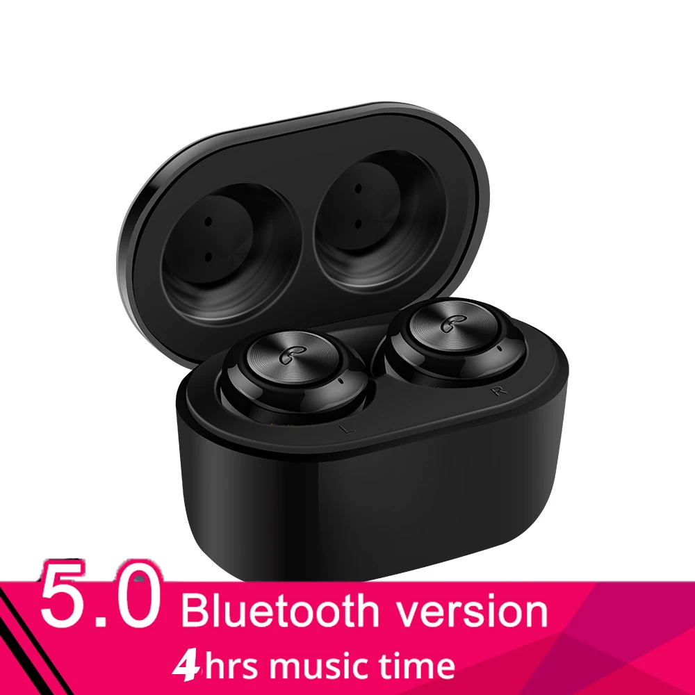 Оригинальные беспроводные наушники 5,0 Bluetooth наушники спортивные Hifi гарнитура Handsfree водонепроницаемые вкладыши для телефона samsung - Цвет: Черный