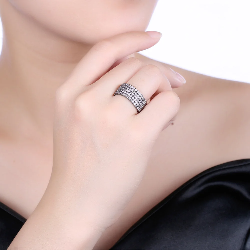 

Elegant Pink Cubic Zirconia ring for women Black Gun plated Party fashion jewellry ring size 6 7 8 R2129