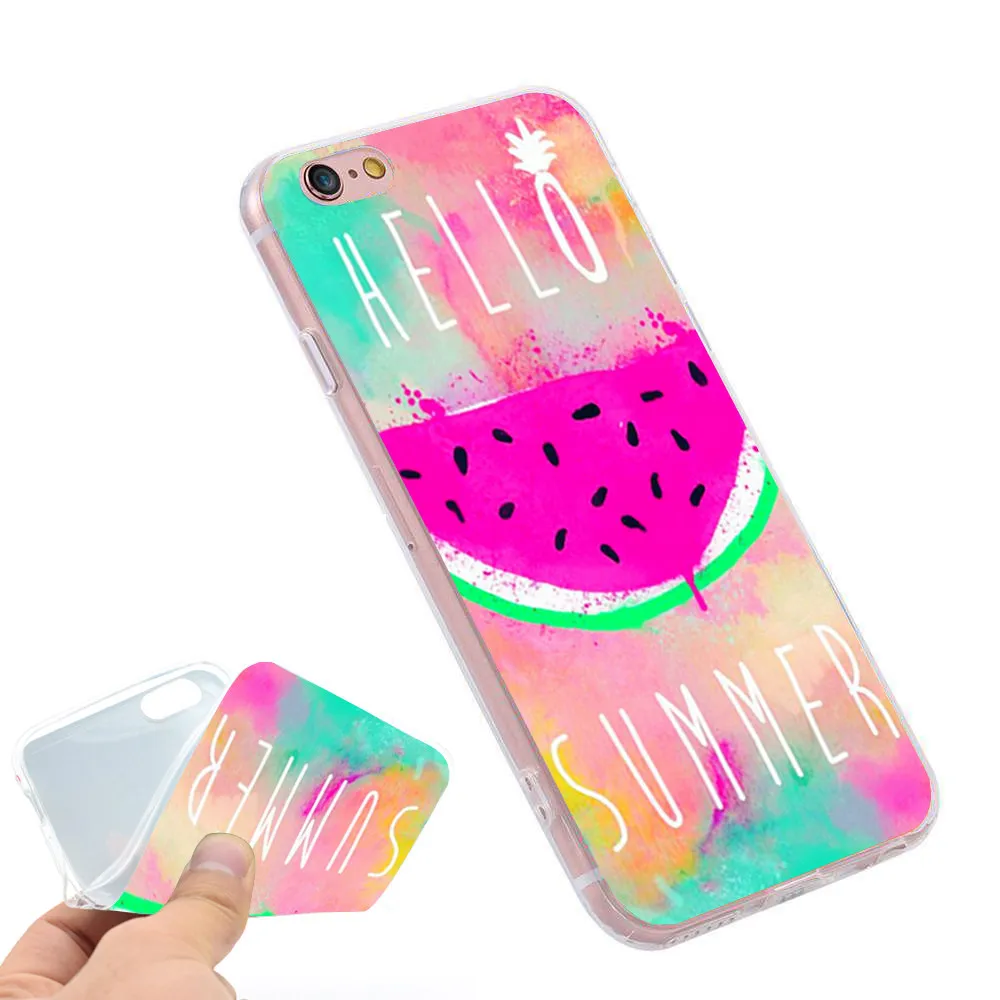 Hello Summer Watermelon Soft Silicone Case for iPhone X 5 S 5S XR XS Max 6 6S 7 8 Plus Cover Phone Fundas Capinha | Мобильные