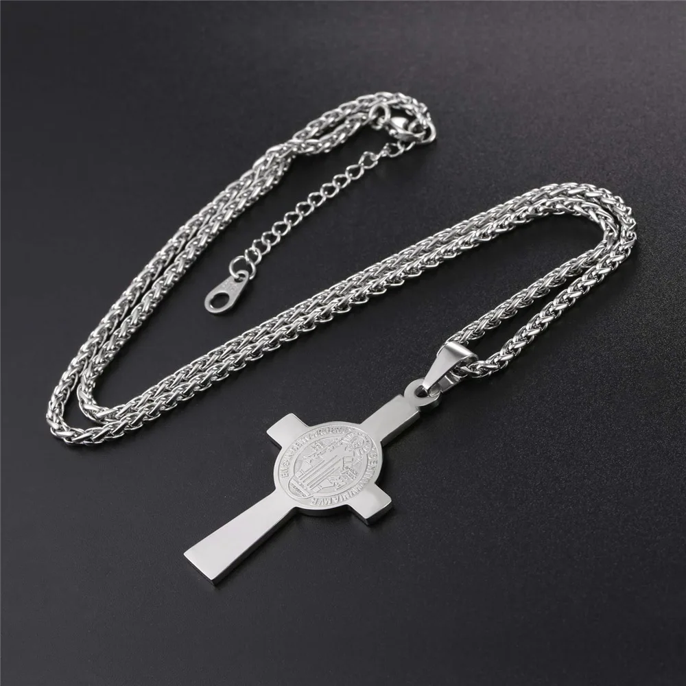 Ожерелье с подвеской в виде креста Святого Бенедикта из нержавеющей стали