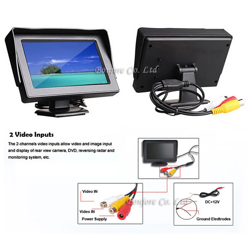 

Koorinwoo Wireless Double Lens LCD Monitor With Front Car DVR G Sensor Dash Cam Car Recorder Camera Rear view camera Cyclic Kit