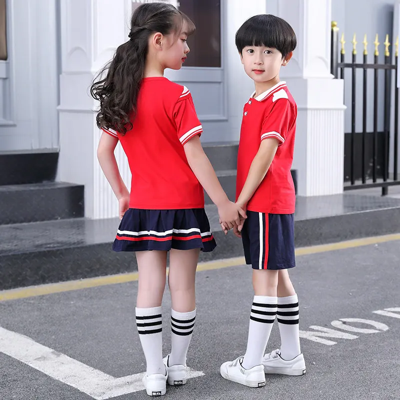 Preppy Style Summer Kids Clothing Set For Boys Girls Fashion Japanese Korean School Uniform Outfits Cosplay Costume 2Pc Suit | Детская
