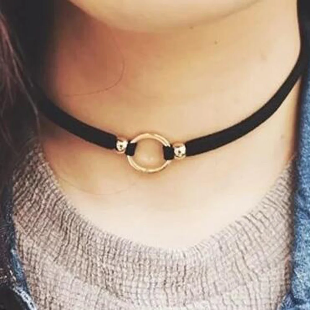 

Handmade Retro Jewelry Fashion simple Knitting metal circle choker necklace women short statement necklace girls trendy jewelry