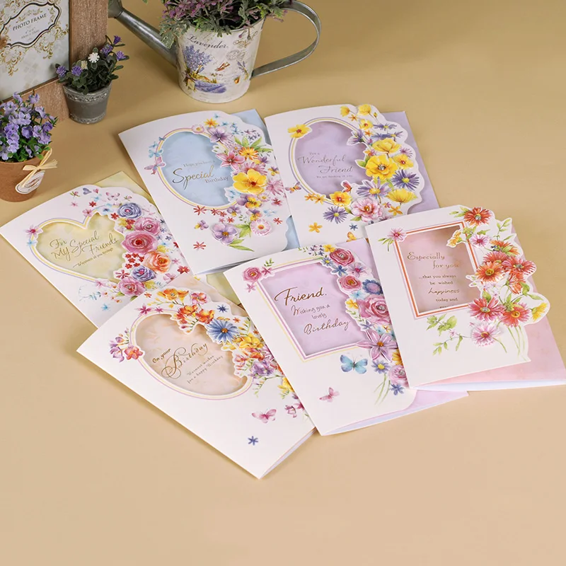

beautiful flower friend birthday greeting cards with envelope gift floral message cards