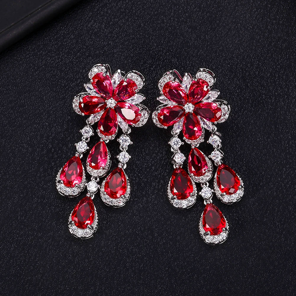 JANKELLY flower Full Mirco Paved Micro Zirconia Women Bridal Dress Wedding Everyday Drop Earring Fashion Jewelry | Украшения и