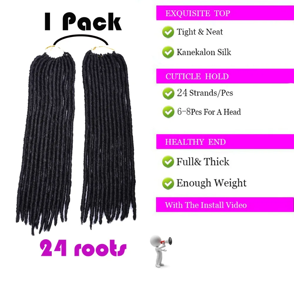 18'Faux Locs Гавана Мамбо Твист Крючком Кос Наращивание Волос Синтетический