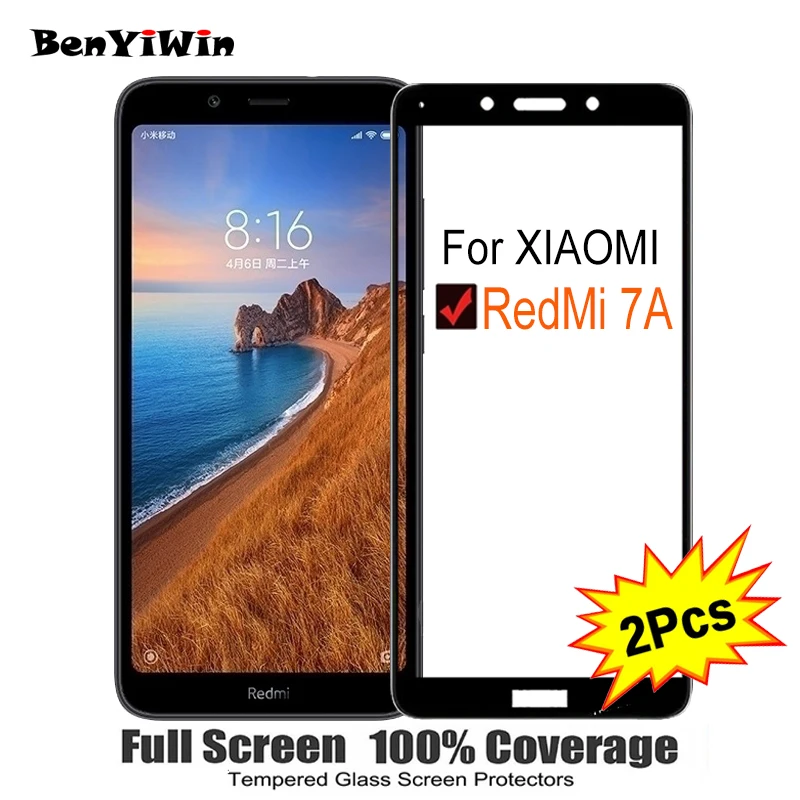 2 шт Полное покрытие экрана протектор Закаленное стекло для Xiaomi REDMI 7A 5 45 &quot9 H