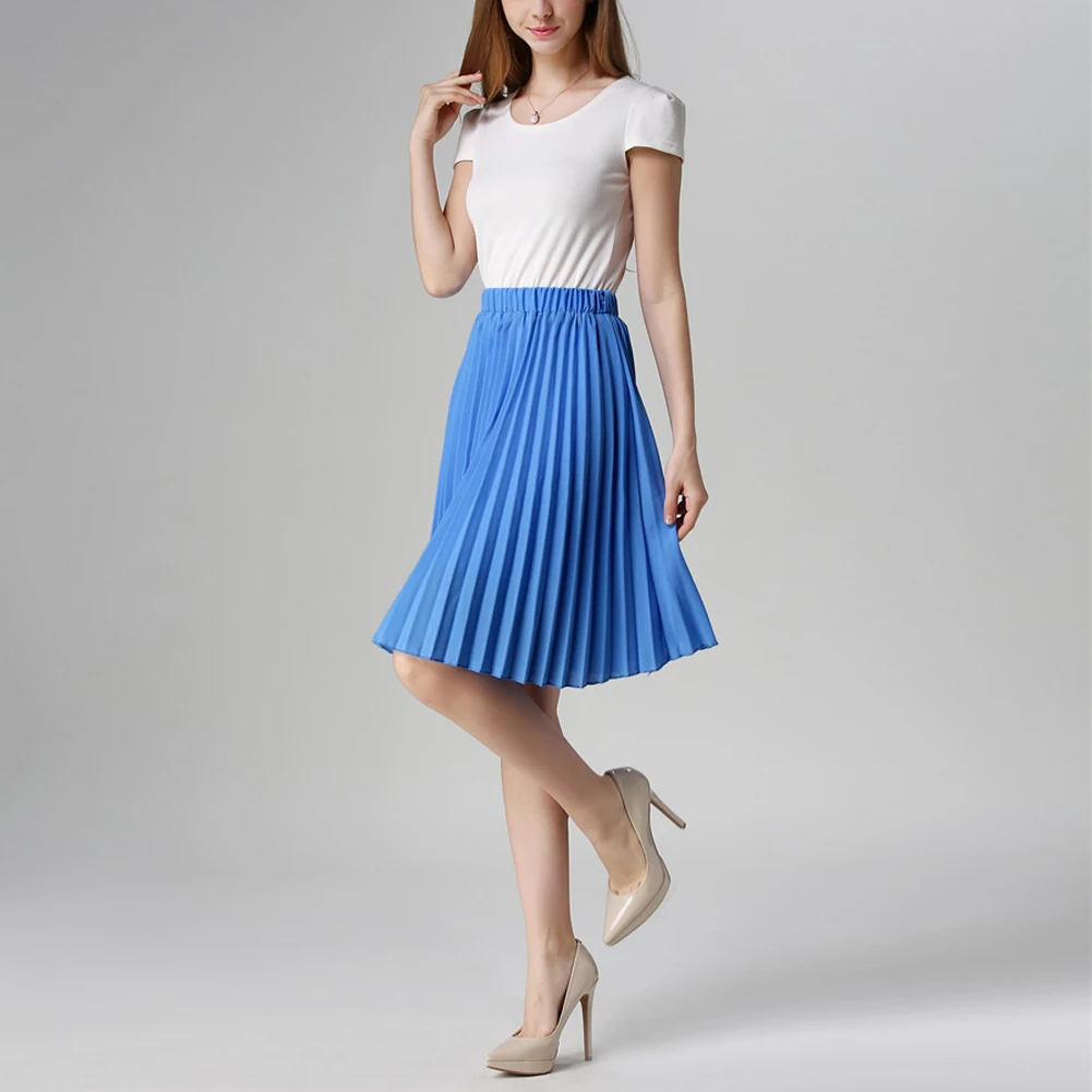 Модная элегантная плиссированная юбка Осень зима 2017 шифоновая тонкая с высокой