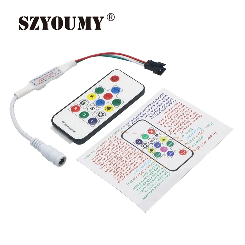 SZYOUMY SP103E RF контроллер 14key для DC5V WS2812 DC12V WS2811 Dream Color LED Strip Light 1 шт./лот|rf controller|controller