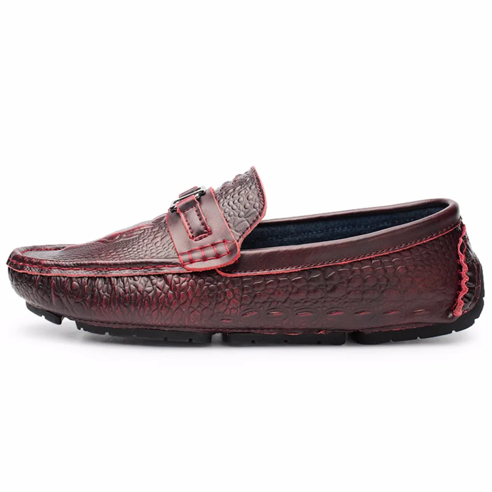 Лоферы Для мужчин 2018 обувь для вождения Пояса из натуральной кожи Обувь слипоны