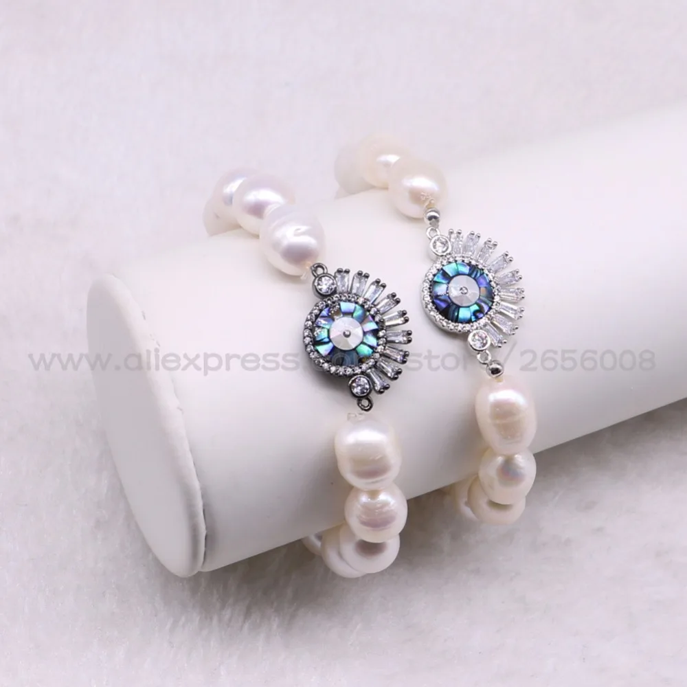 4 шт. браслет из натуральной нить жемчуга с микро глазами Подвески ручной работы