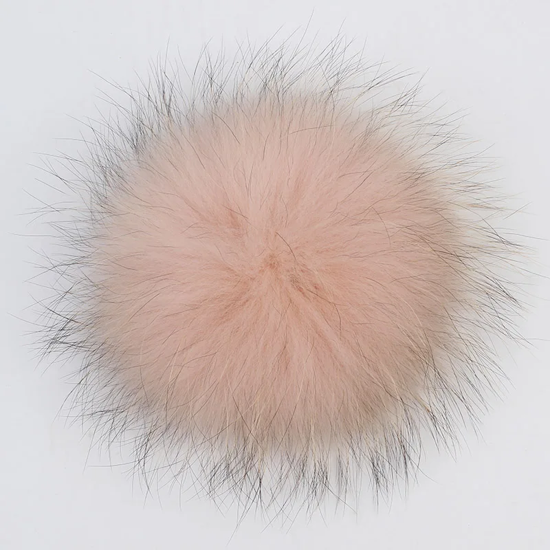 Light Pink Geebro, 1 шт., 15 см, помпоны из натурального меха енота, Большие меховые шарики для зимы, шапочки, аксессуары для шарфа, помпон из натурального меха - Цвет: Light Pink