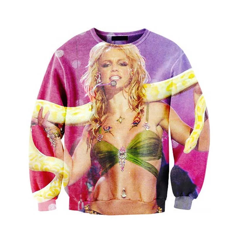 Облако Спирс с питон забавные толстовки Топы джемпер 3D Повседневная модная