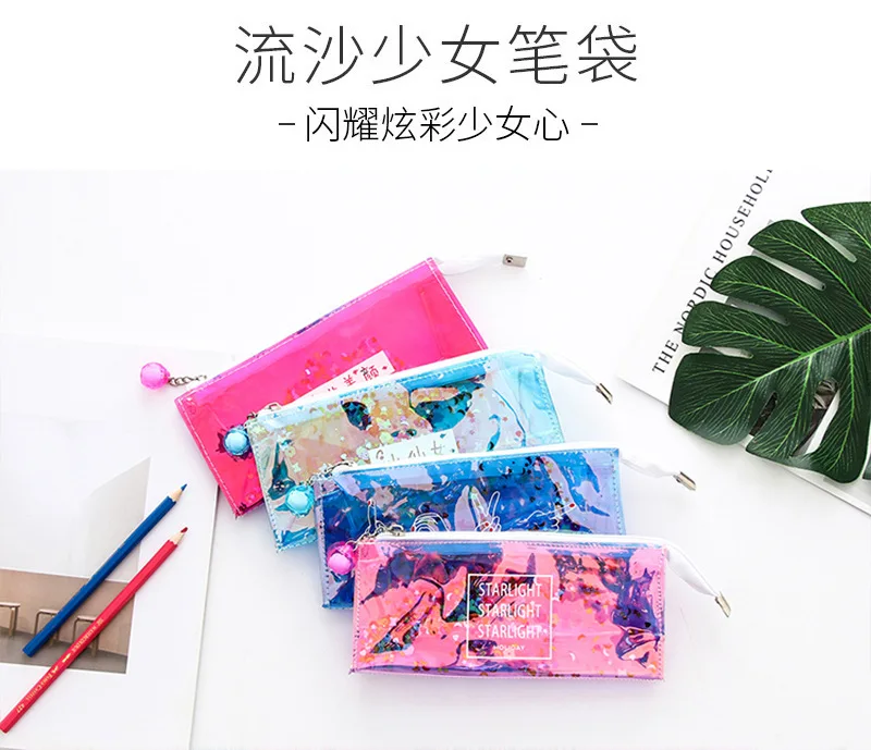 Каваи голограмма Карандаш Чехол Сумки Etui милый Блестящий Карандаш Чехол s большая ручка коробка Bts корейские канцелярские принадлежности Школьные принадлежности