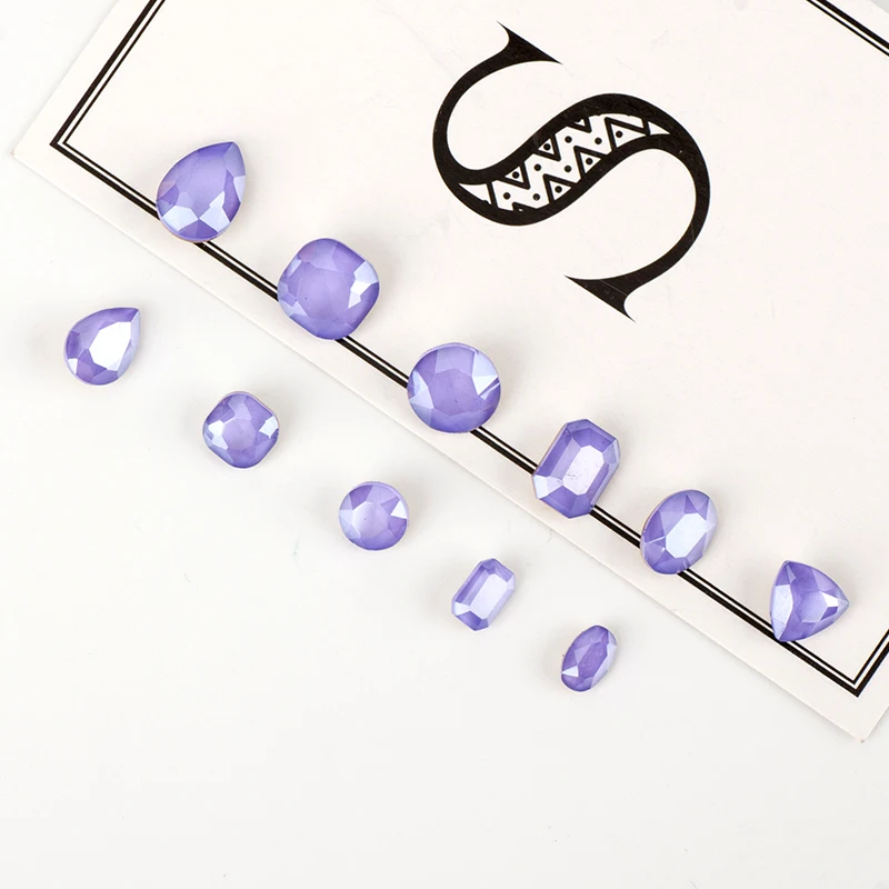 New prouduct 50pcs/pack pointback Glue on nail art Purple Lotus Moka rhinestones 539MK high quality glass crystal | Дом и сад