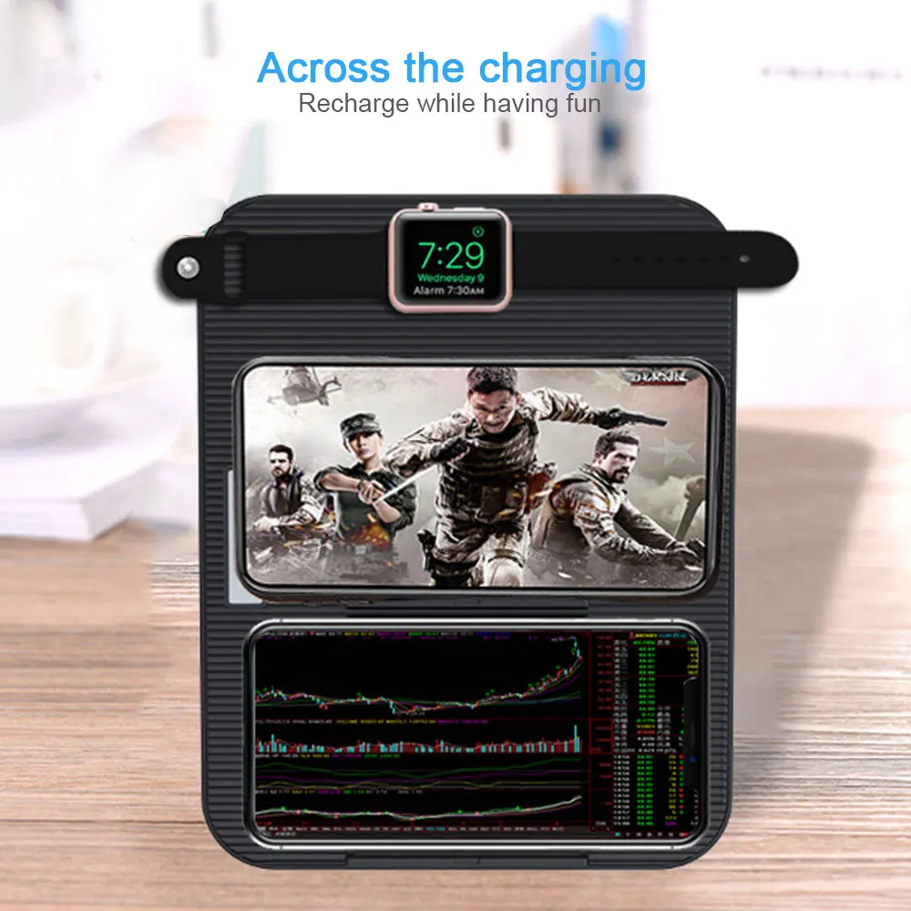 Wireless Charger Stand Pad 4-IN-1 10w/7.5w Fast Station Docks for Apple iWatch+iPhone+Sumsung with Charging Case | Электроника