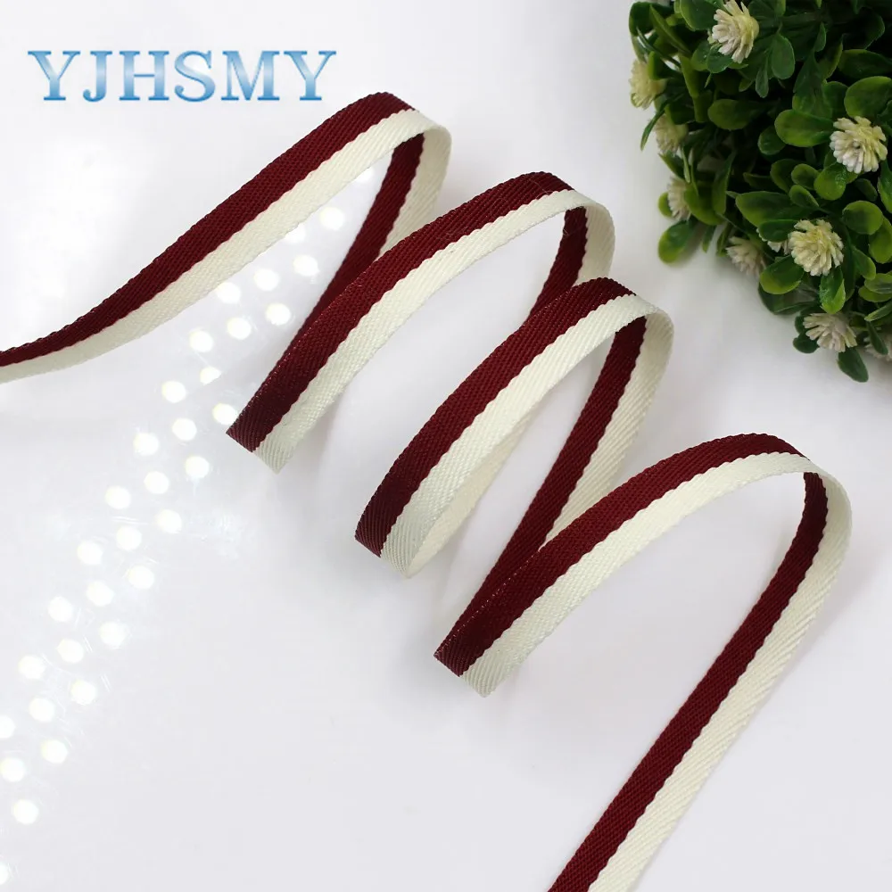 YJHSMY I-181103-106 10 ярдов/партия мм Двусторонняя двухцветная полосатая лента DIY ручной