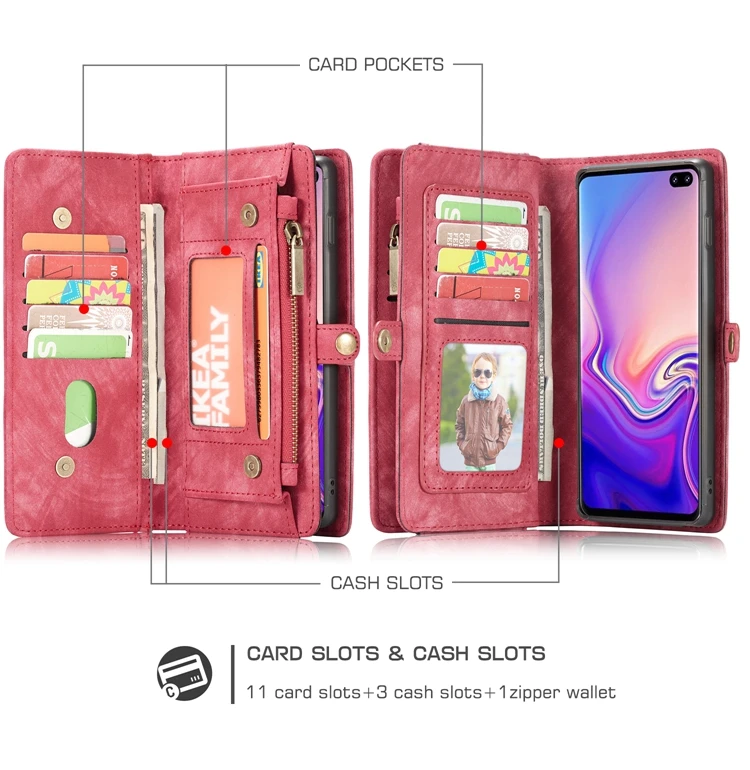 Чехол для samsung Galaxy S7 S8 S9 S10 плюс A20 A30 A40 A50 A70 Note9 бумажник чехол 2 в 1 съемный чехол из натуральной кожи с магнитной застежкой Чехол