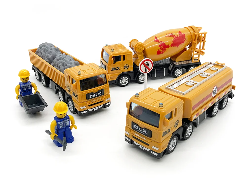 Комплект из 3 предметов Diecast ИНЖЕНЕРНЫХ транспортных средств 1:55 строительства самосвал Автобетоносмеситель танкер автомобиля набор игрушек для мальчиков Высокая моделирования