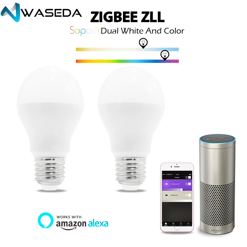 Светодиодная лампа WASEDA 6 Вт RGB + CCT Zigbee zll lingt link zigbee E26 E27 B22 AC96 265V WW/CW диммер умная