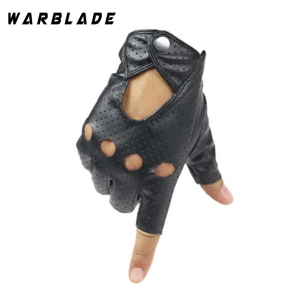 Модные черные женские перчатки WarBLade из искусственной кожи на полпальца для