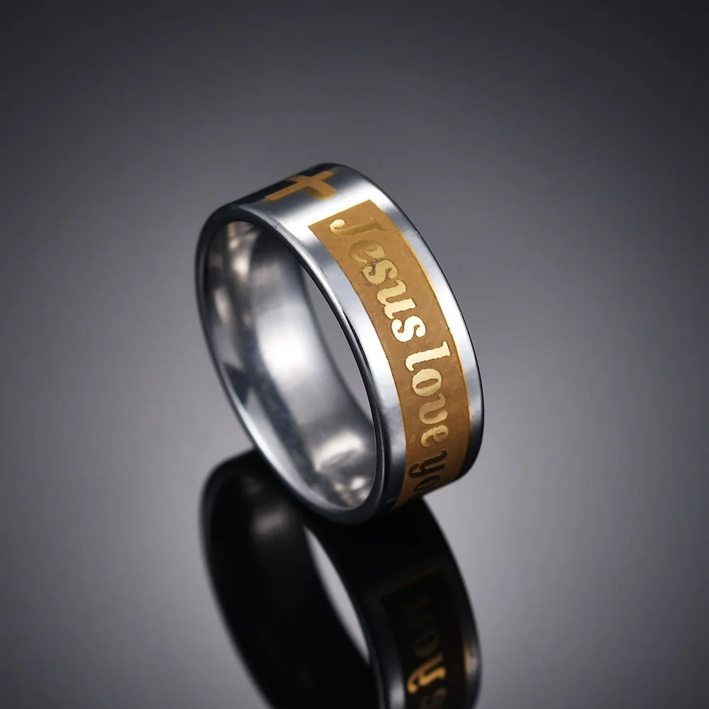 2018 Fashion Creative Christian Jesus Cross love you Rings Stainless Steel Cool Men Ring Wedding Engagement Jewelry | Украшения и