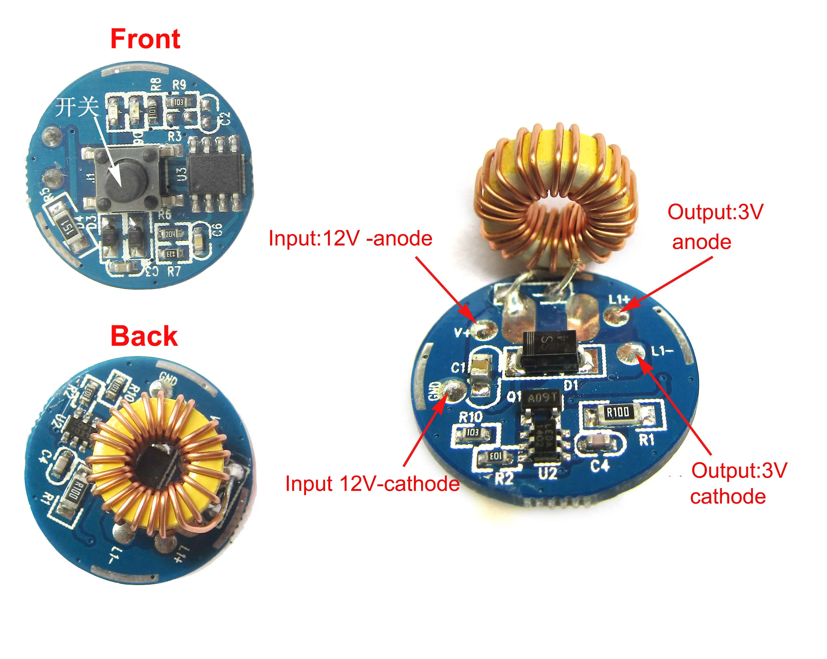 1 Режим/3 режима ввода 3,7 V~ 12V DC 20mm Светодиодный драйвер для Cree 10W T6 XML T6/U2 XM-L2/U2 светодиодный светильник-Вспышка или 12V автомобильный светильник