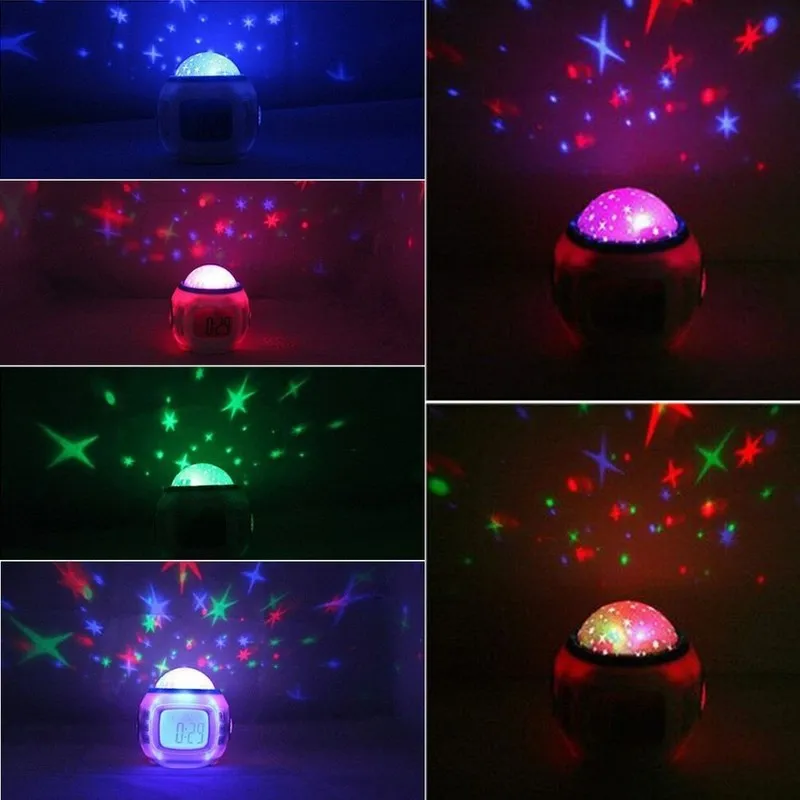 

Starry Sky Music Clock Projector Electronic Calendar colourful Creative Multi-function LED Noctilucent Light-up Toy Gift
