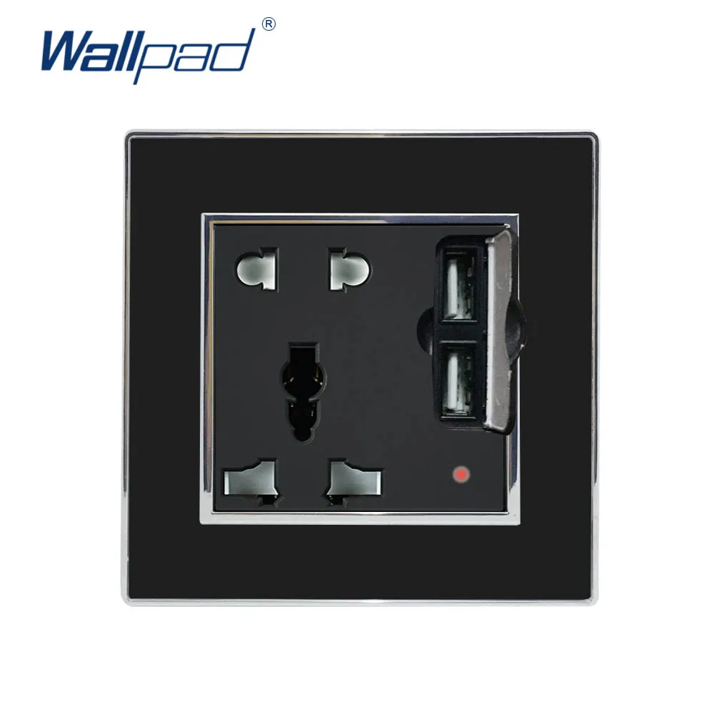 Black Silver 5-контактный разъем с 2 портами(стандарт Порты и разъёмы 5V 3100mA Wallpad люксовые клавишные настенные Usb Зарядное устройство электрический Мощность выход зеркальный акриловый чехол-Панель Tomada - Цвет: Black Silver