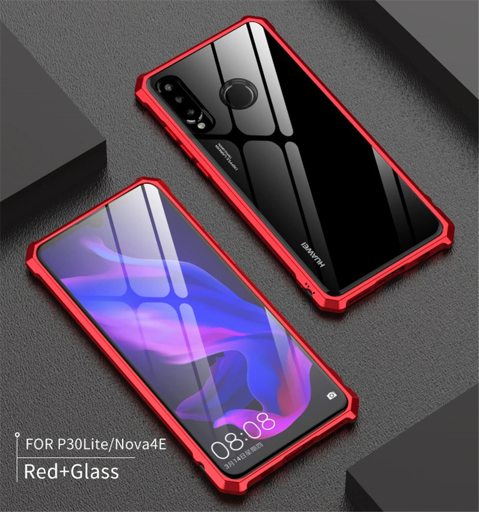 Противоударный металлический бампер Leanonus для huawei P30 Pro P30 Lite чехол из закаленного стекла задняя крышка для huawei P20 Lite P20 Pro Чехол