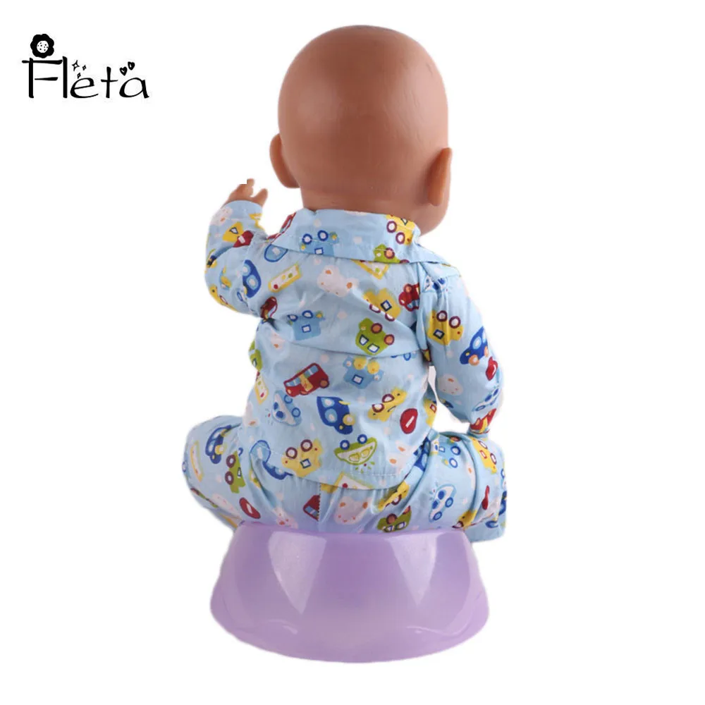 Ручной работы BABY born Zapf С рисунком пижамы костюм куклы одежда подходит 43 см для