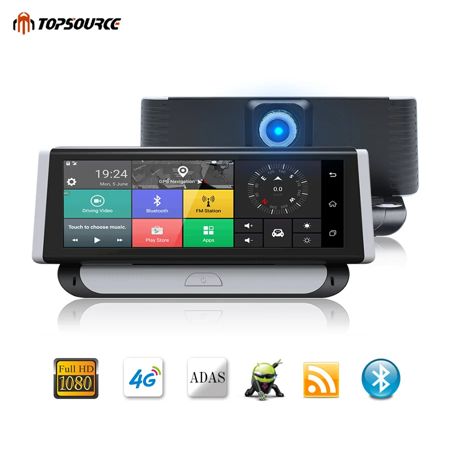 Автомобильный видеорегистратор TOPSOURCE Full HD 1080P DVR 6 86 дюйма Android 5 1 4G ADAS двойной