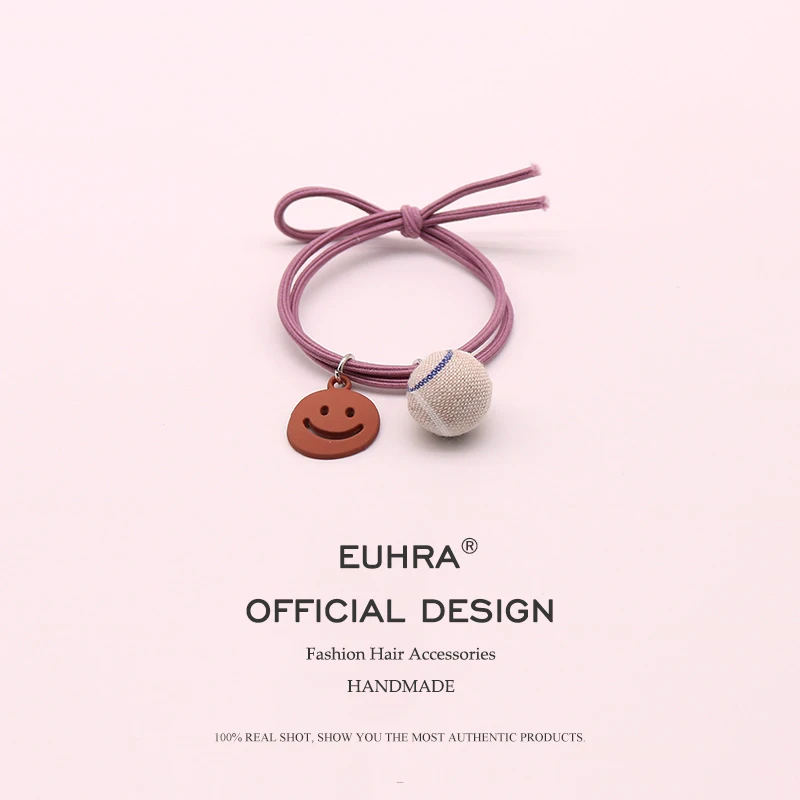 Эластичная полосатая повязка для волос EUHRA с улыбающимся лицом и маленьким