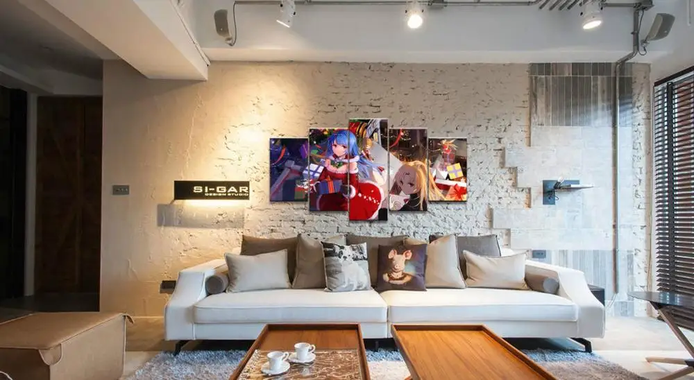 5 панельных панелей игровой плакат с акатаги лазурный Лейн Картина на холсте для