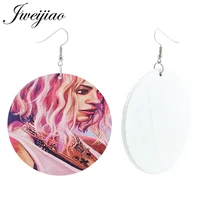 jweijiao fashion hiphop girl jewelry earrings pendant vintage ethnic natural wooden painted earrings for party gift wd55