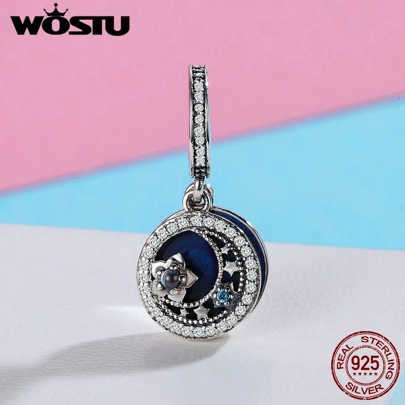 WOSTU Новая коллекция 925 пробы Серебряная Лунная звезда синяя чарующая подвеска