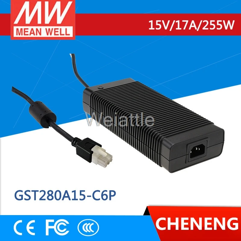 

MEAN WELL original GST280A15-C6P 15V 17A meanwell GST280A 15V 255W AC-DC High Reliability Industrial Adaptor