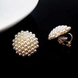 Круглые серьги с жемчугом корейские женские Клипсы Серьги | Украшения и
