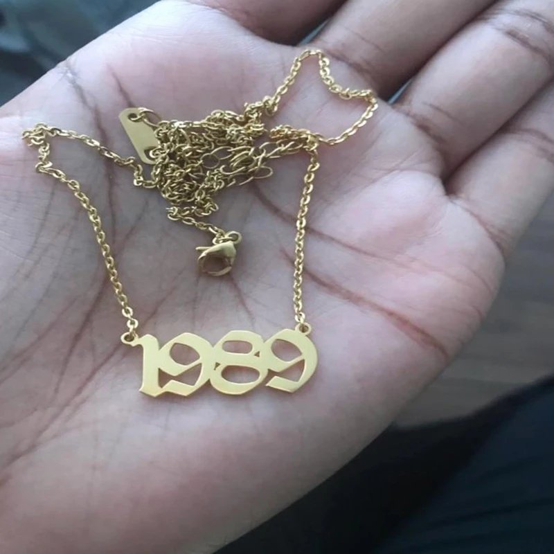 Birthday Jewelry Old English Number Necklace Custom Nacklace Birth Year 1980 To 2019 Personalized Gifts New | Украшения и