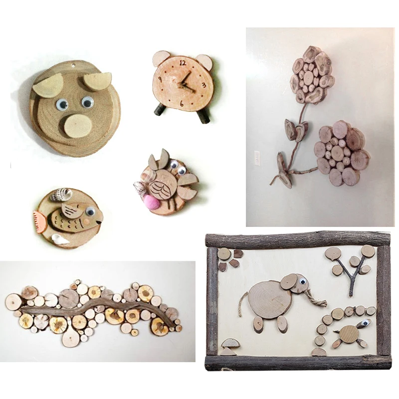Logwood 30-50pcs Baby DIY Toy Nature Wood Art & Craft Handmade Create Wooden toy Educational Originality wood for Children Gift