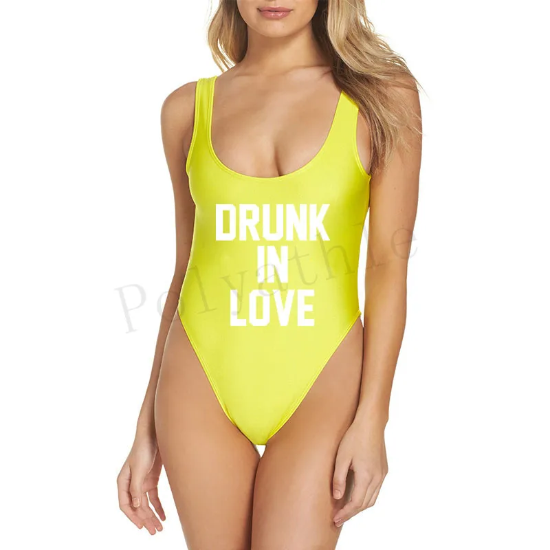 Женский слитный купальник пьянка в любви купальный костюм бикини с буквенным