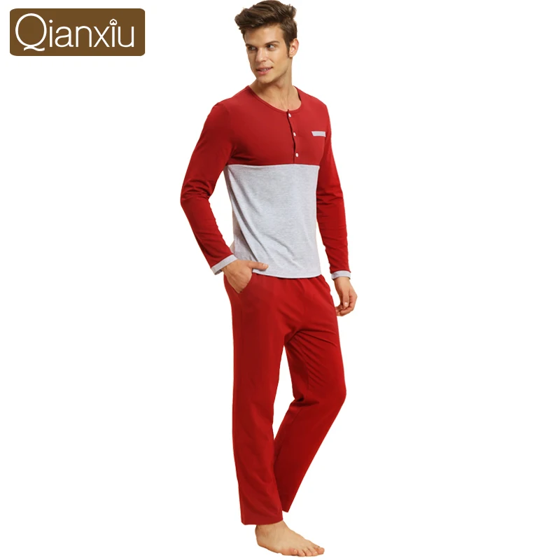 2020 Spring Women casual Patchwork Pajama sets Female Modal cotton Sleepwear suit Long sleeve t shirt + pants Plus size | Женская одежда