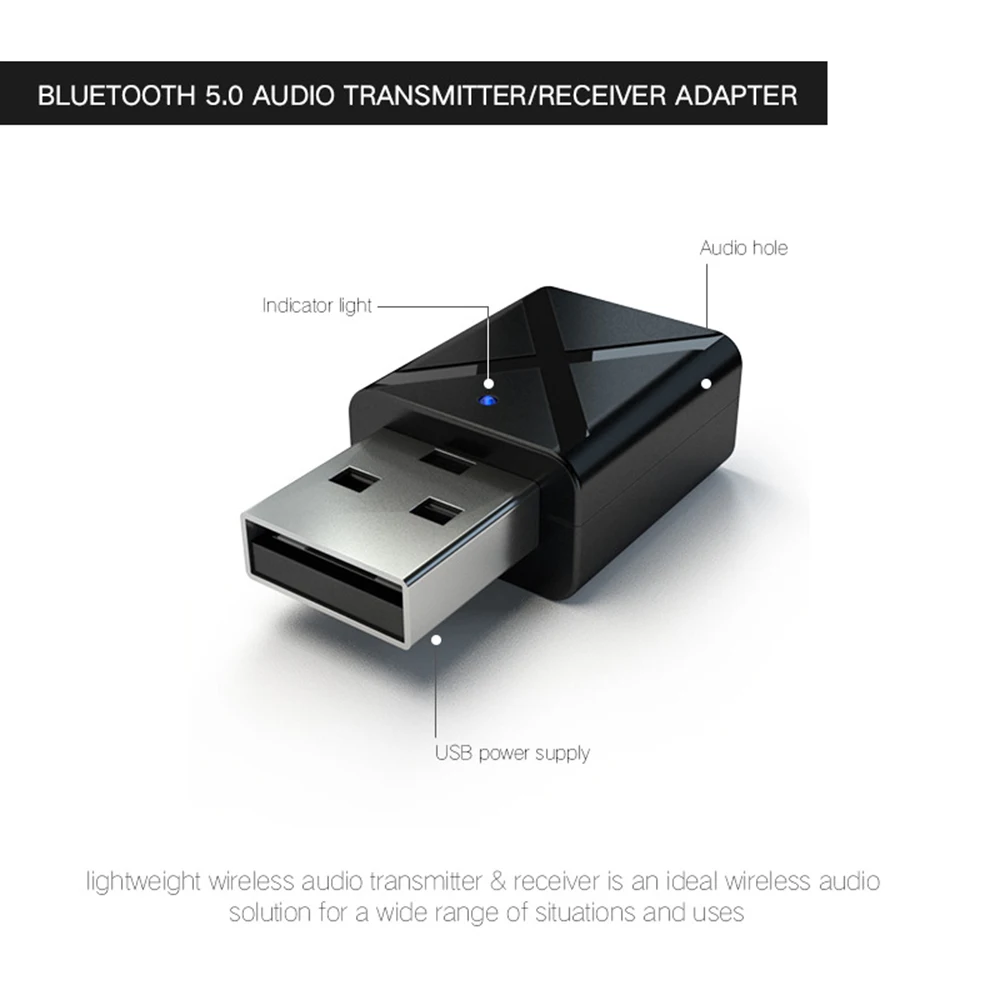 Bluetooth-трансмиттер 5 0 с приемником 3 мм AUX стерео беспроводной Bluetooth-адаптер для