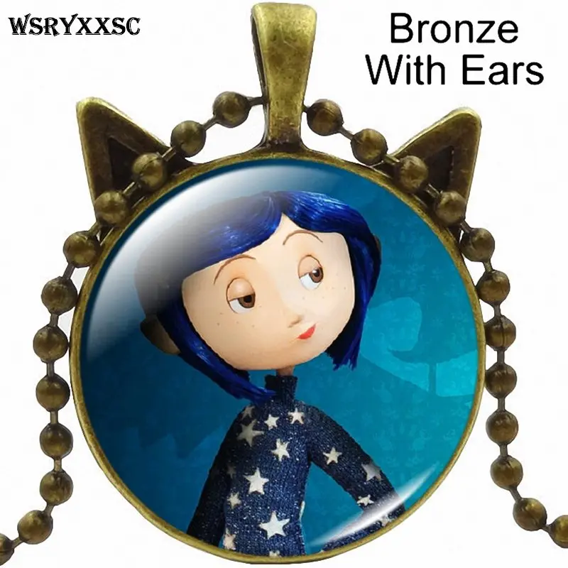 as picture Coraline для женщин свадебный подарок Мода посеребренное стекло длинное ожерелье дочь подарок на день рождения, кулон ювелирные изделия - Metal Color: as picture